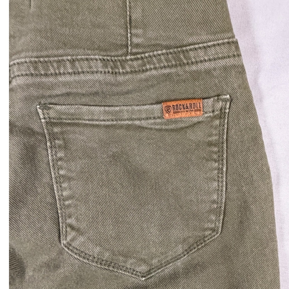 Rock & Roll Denim Bargain Bell Pull On Flare Jeans Olive Green 28x36 - Picture 9 of 10